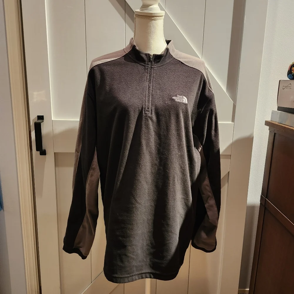 The North Face Men's Black and Gray Half-Zip Jacket Xl
